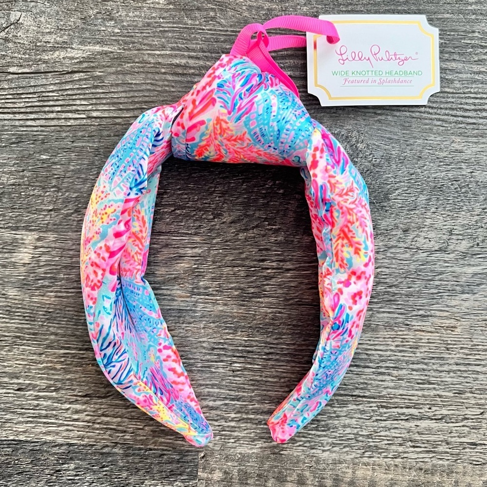 Lilly Pulitzer Colorful Knotted Headband, Wide Satin Headband, Splashdance
